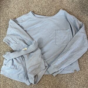 Aerie Light Blue Long Sleeve Top and Shorts Set